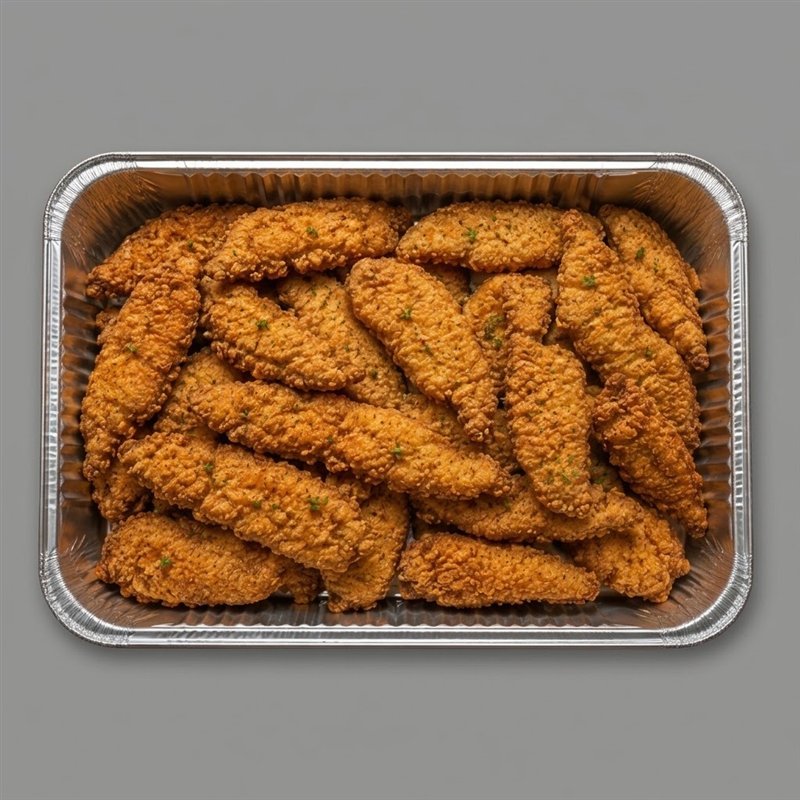 Catering tray of fried fish
