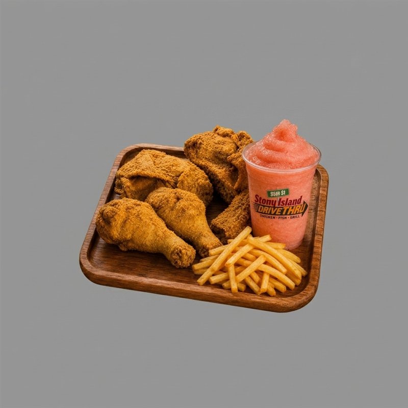 Legs and thighs meal with fries and drink