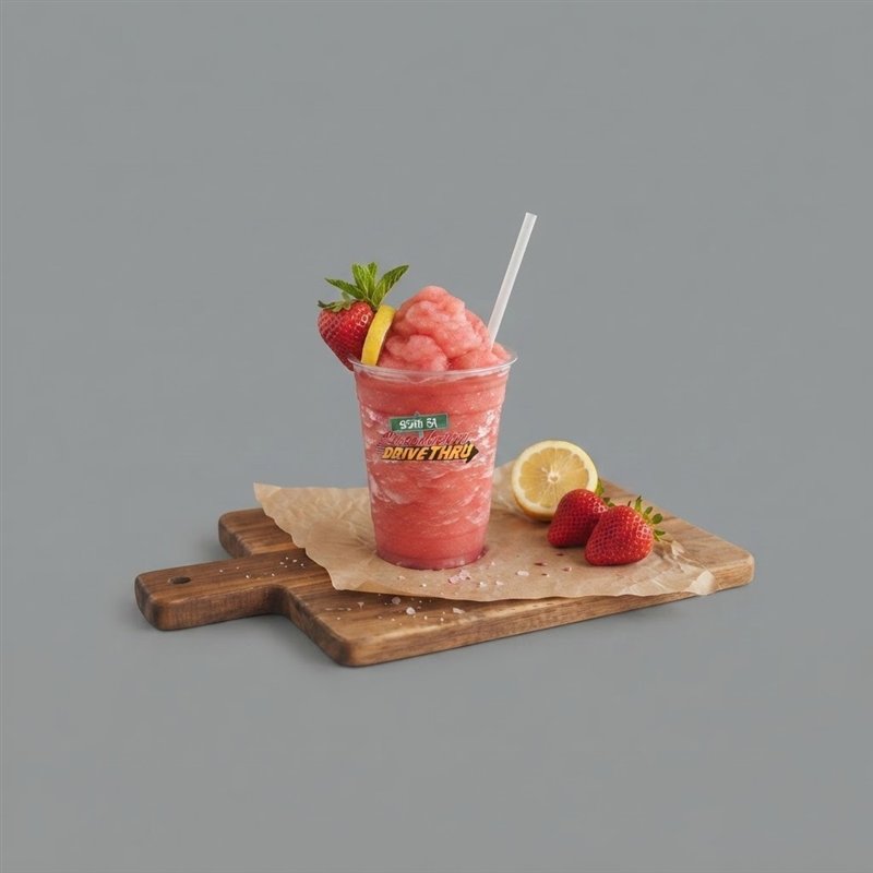 Frozen lemonade cup with strawberry