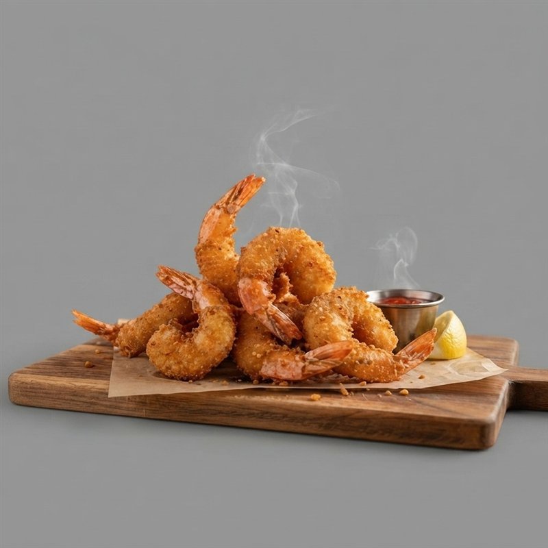 Golden fried shrimp and onion rings