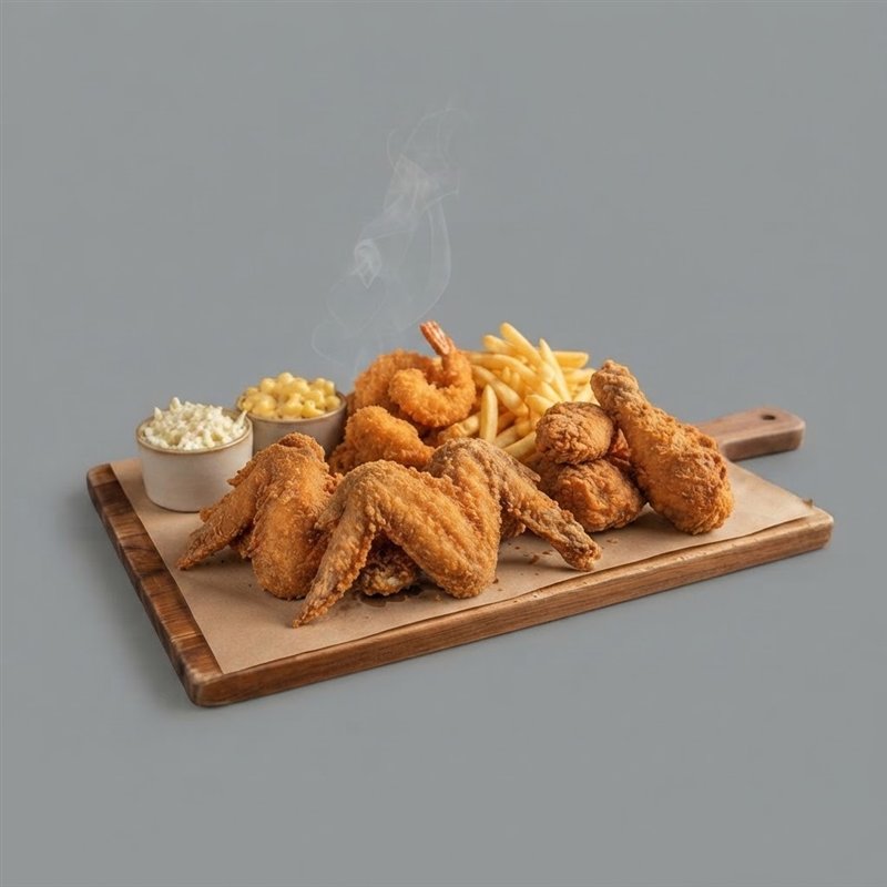 Whole wings with mac and cheese and coleslaw