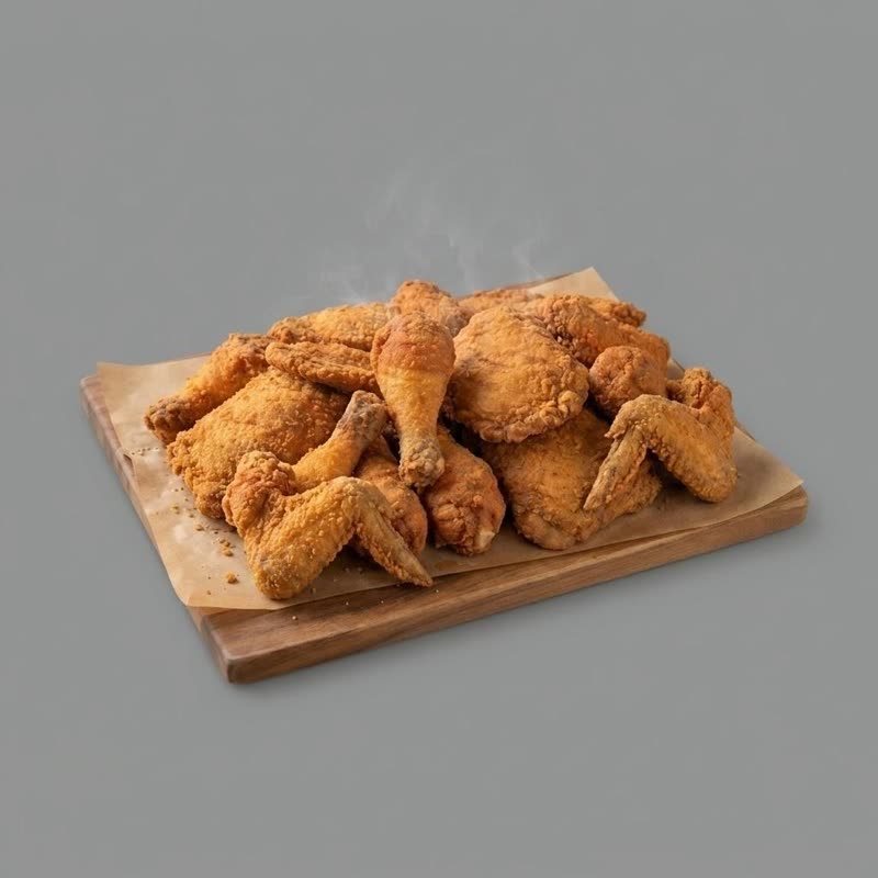 Family tray of fried chicken