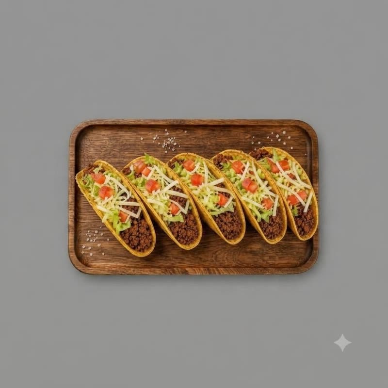 Five tacos with fresh toppings