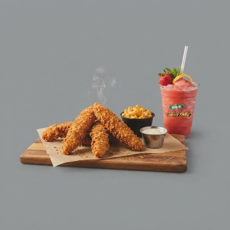 Boneless fish meal with fries and coleslaw