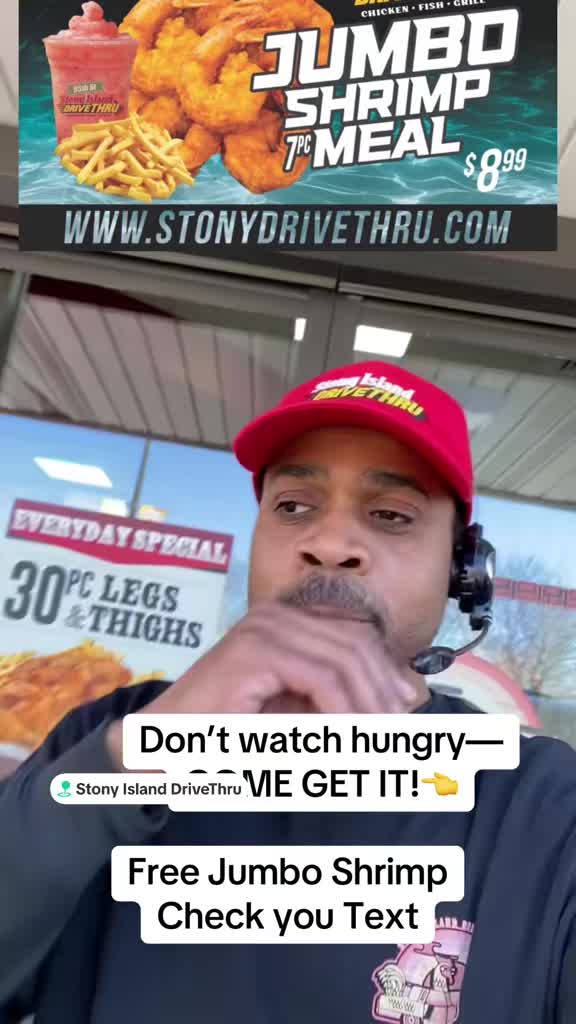 Jumbo shrimp meal promo at the drive-thru window